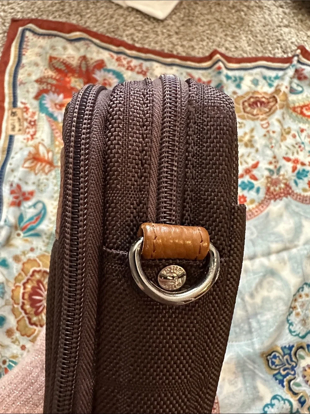 Men's Dark Brown Messenger Pouch with Tan Accent